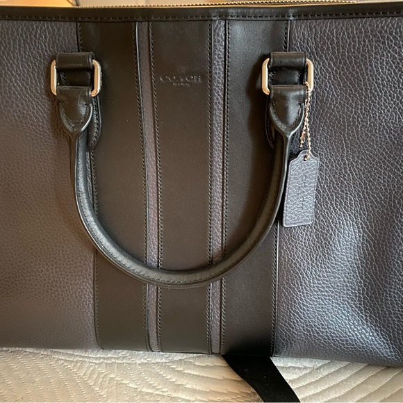 Coach Mens Bond Black leather laptop briefcase messenger bag satchel - Picture 9 of 16